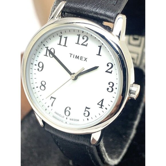 Timex Women's Watch TW2V69100 Indiglo Quartz White Dial Black Leather Ba… - Picture 13 of 14